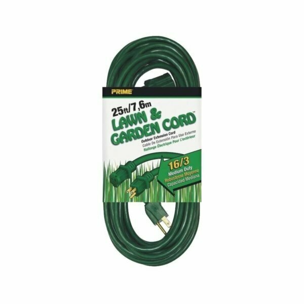 Prime Wire & Cable Prime Extension Cord, 16 AWG Cable, 25 ft L, 13 A, 125 V, Green EC880625